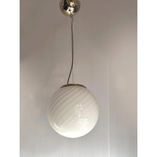 Contemporary Milky-White Sphres Murano Glass Pendant Lights by Simoeng, Set of 3 For Sale - Image 3 of 9
