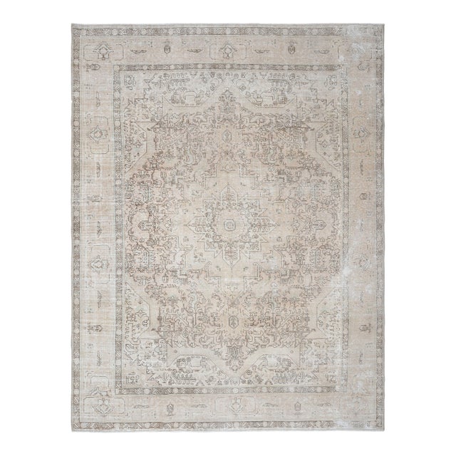 1970s Vintage Persian Handmade Wool Cotton Brown Area Rug For Sale