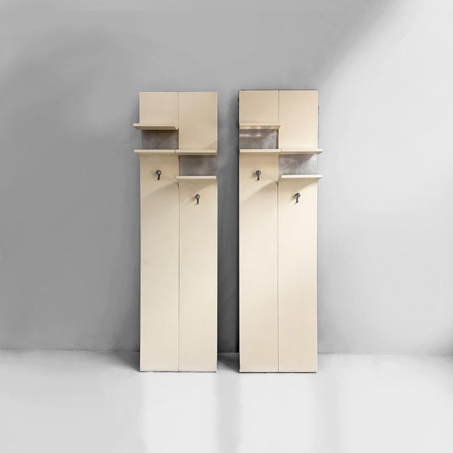 Italian Modern Wall-Mounted Coat Racks in White Wood and Metal, 1970s, Set of 2 For Sale - Image 16 of 16