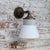 1950s Vintage Brass and Cast Iron Wall Light in White Opaline Glass For Sale - Image 5 of 7