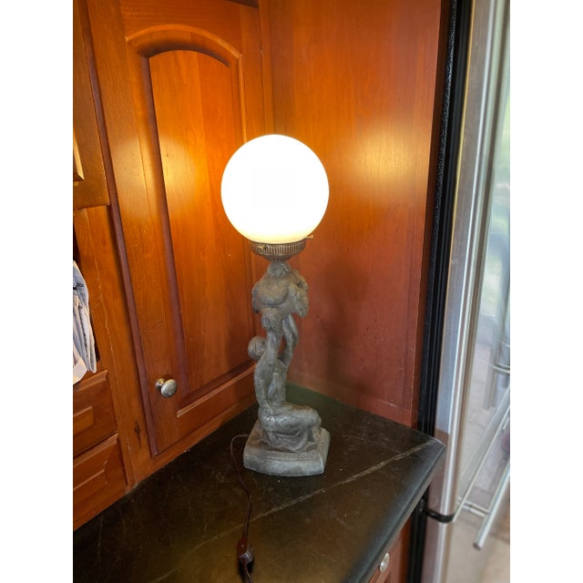 Art Deco Art Deco Table Lamp - Joan of Arc Bronze Figural For Sale - Image 3 of 7