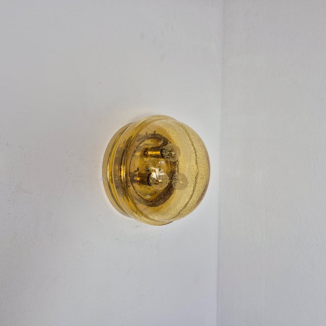 Mid-Century Brass and Glass Flush Mount from Lampukas, Finland, 1960s For Sale - Image 4 of 14