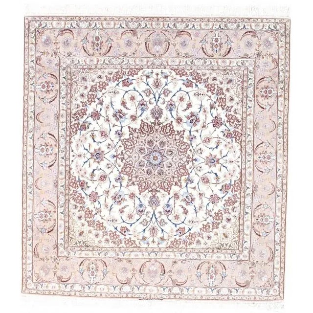 2020s Ivory Isfahan Hand-Knotted Silk & Korker For Sale - Image 4 of 4