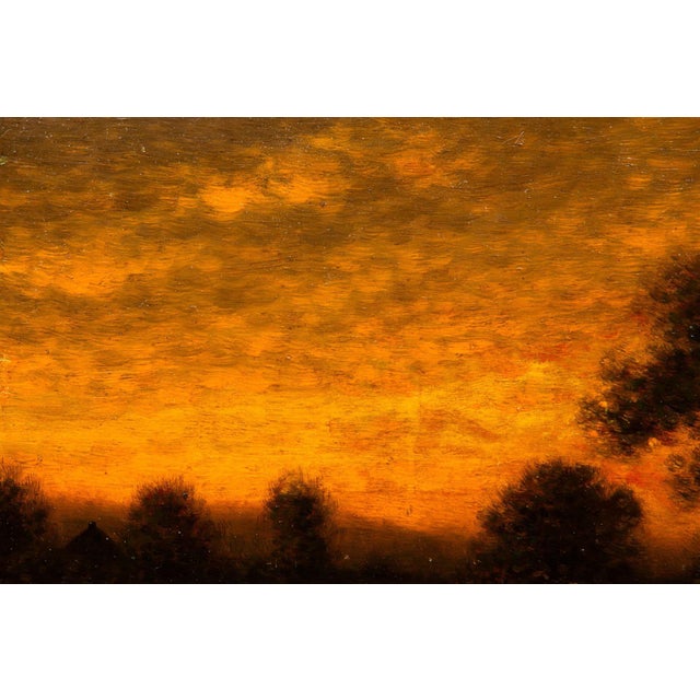 American Antique Oil Painting of Evening Landscape by George W. Drew For Sale - Image 16 of 18
