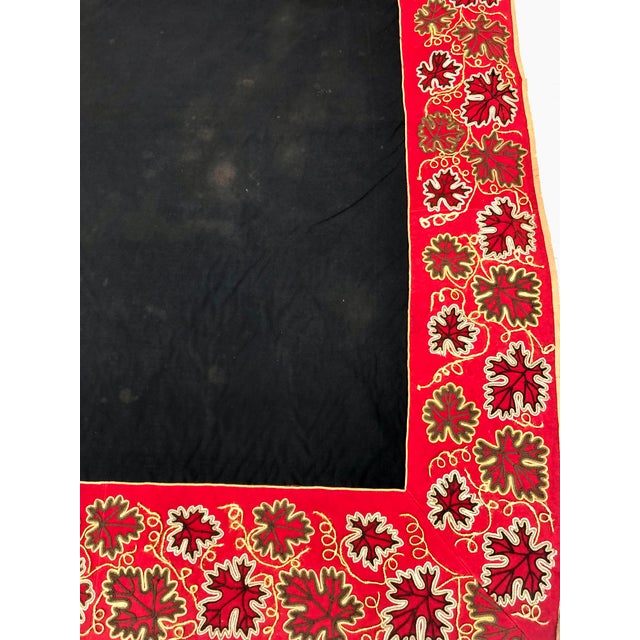 Large Antique Embroidered Textile Wall Hanging With Raised Floral Border — Possibly Portuguese For Sale - Image 11 of 13