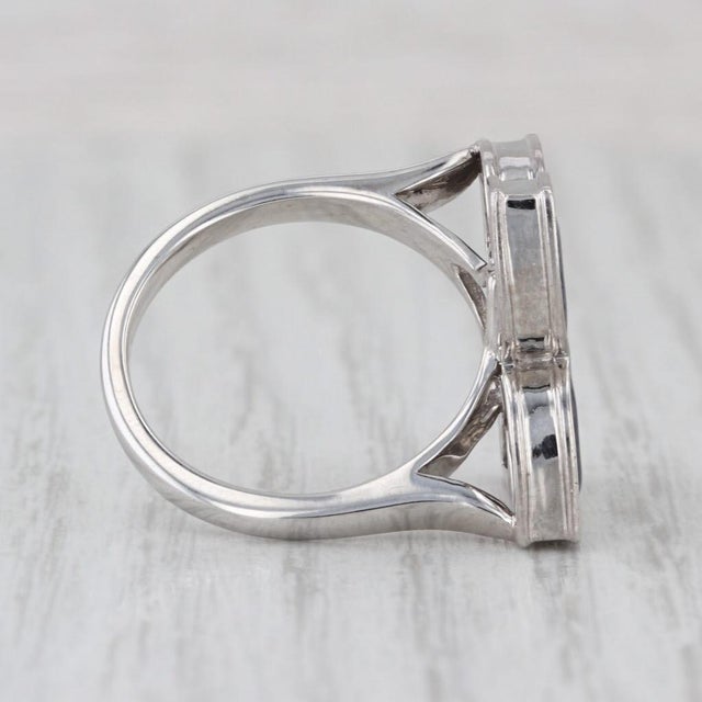 Silver 0.35ctw Diamond Ceramic Flower Cocktail Ring 14k White Gold Size 7.25 For Sale - Image 8 of 8
