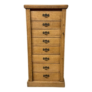 Early 20th Century English Oak Wellington Chest For Sale