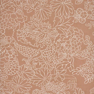 Sample - Schumacher Chiang Mai Dragon Silhouette Wallcovering In Mediterranean Spice For Sale