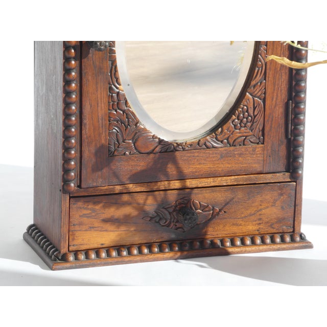 Small Art Deco Dark Wooden Mirror Cabinet, 1920s For Sale - Image 9 of 11