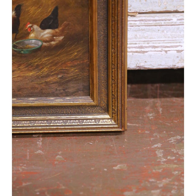 Late 19th Century 19th Century English Farmyard Oil on Canvas Painting Signed Howard Hill For Sale - Image 5 of 11