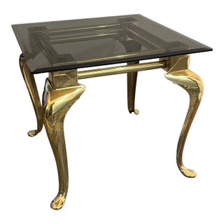 1960s LaBarge Smoked Glass Top Side Table For Sale