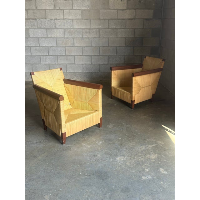 Contemporary 1990s John Hutton for Donghia Merbau Lounge Chairs- A Pair For Sale - Image 3 of 12