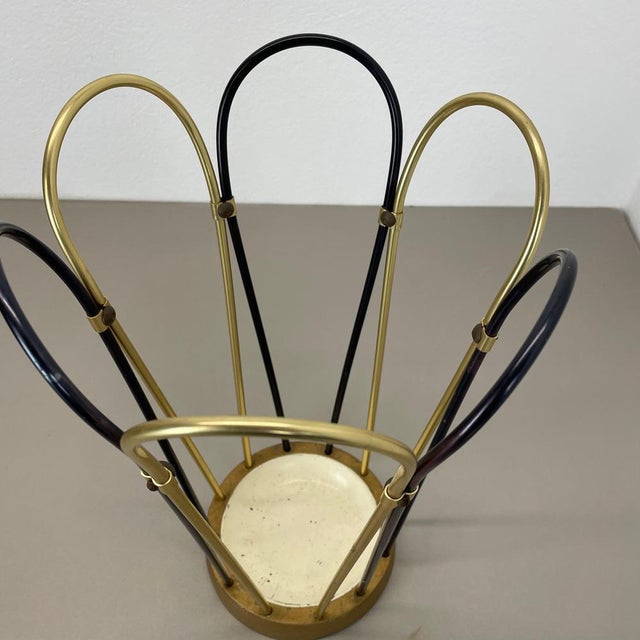 Beige Mid-Century Modernist Bauhaus Metal Brass Umbrella Stand, Germany, 1950s For Sale - Image 8 of 16