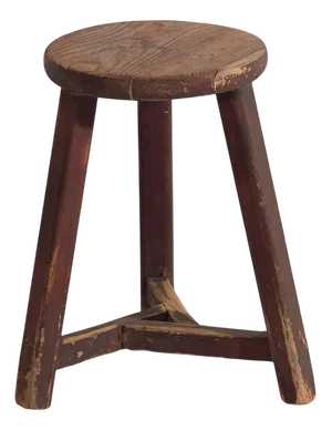 Vintage Dark Colored Round Stool, 1920