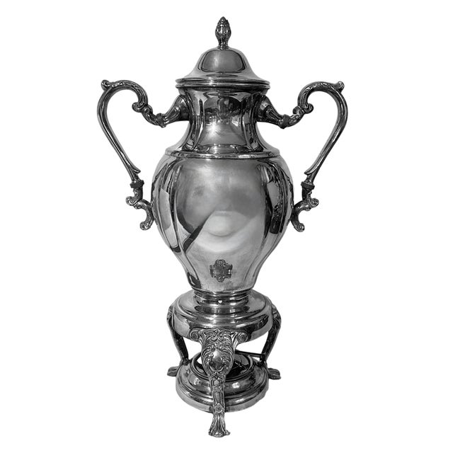 Victorian Antique Victorian Rococco Revival Silverplated Hot Water Tea Urn Samovar W/Spirit Burner For Sale - Image 3 of 8