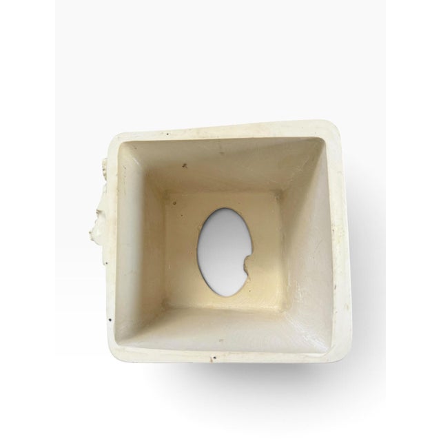 Mid 20th Century White Ceramic Floral Tissue Box Cover With 3d Relief For Sale In Portland, ME - Image 6 of 6