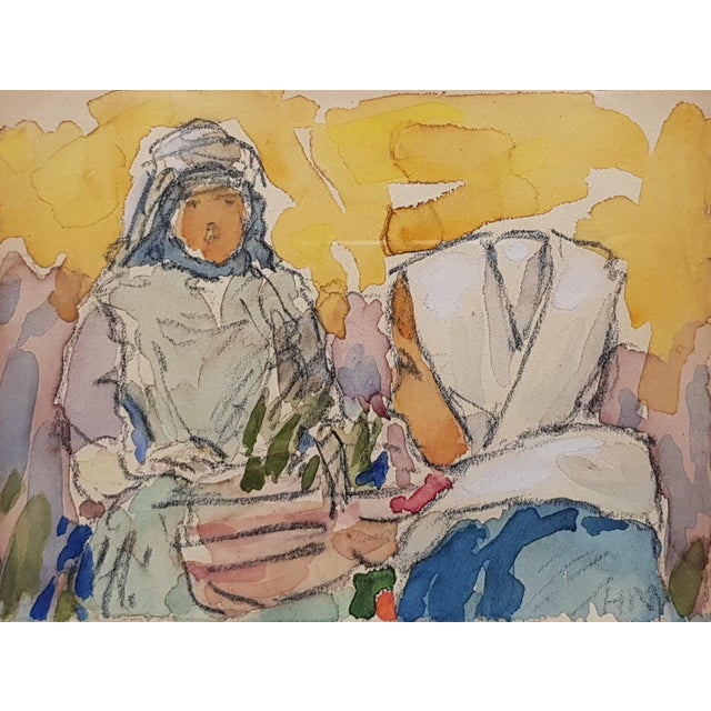 Charming watercolor by Henry MORET (1856-1913), representing two Breton women, a rare theme in his work, made up almost...