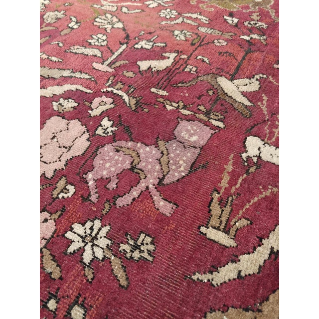 Antique Indian Agra Carpet, Hunting Rugs, Oriental Rugs, Red, Gold, Ivory, Brown For Sale - Image 9 of 18