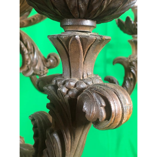 Vintage Italian Hand Carved 2 Tier Chandelier With 12 Lights For Sale - Image 10 of 13