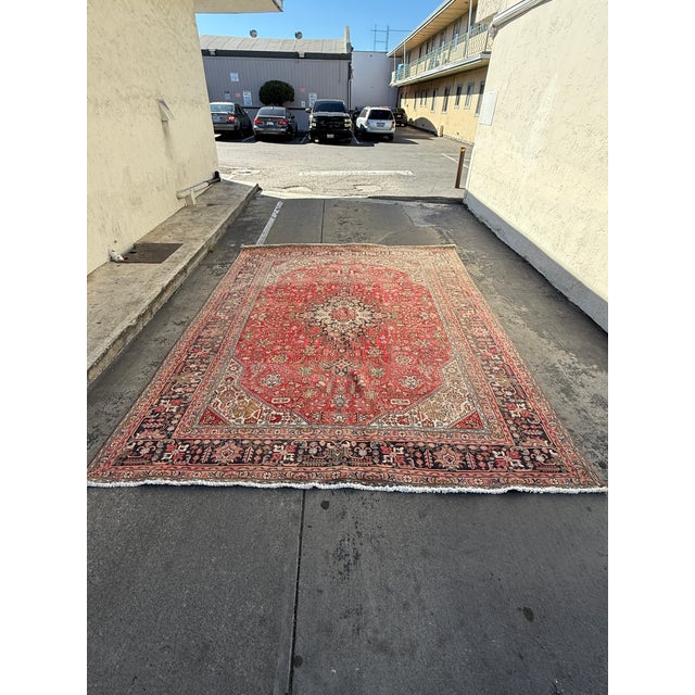 9ft 6in × 12ft 7in Persian Tabriz Hand-Knotted Wool Area Rug For Sale - Image 4 of 11