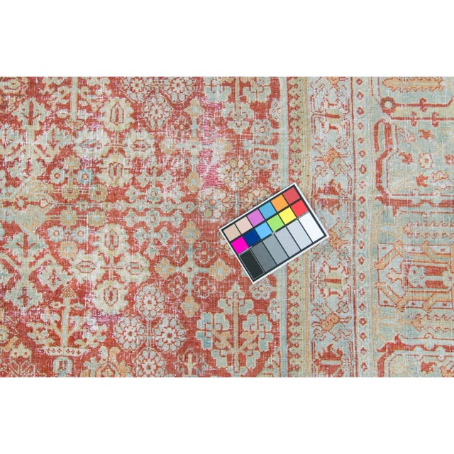 Textile 1930s Vintage Medallion Light Blue Terra Cotta Hand-Knotted Rug - 11’2” X 16’2” For Sale - Image 7 of 11