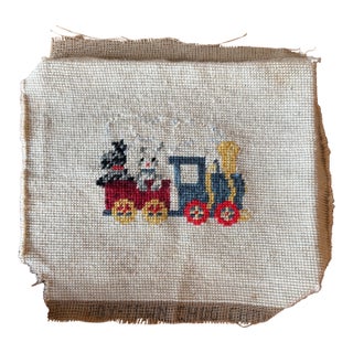 Vintage Needlepoint "Toy -Town Choo Choo", Toy Train For Sale