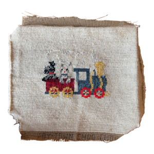 Vintage Needlepoint "Toy -Town Choo Choo", Toy Train