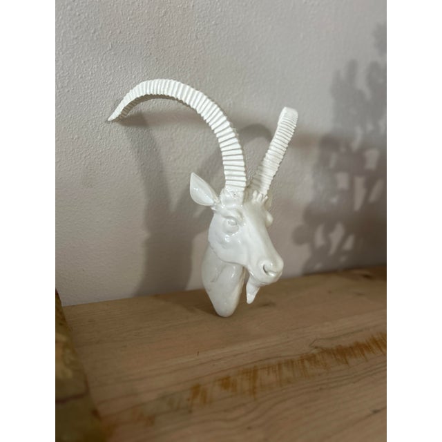 2000 - 2009 Vintage Faux Taxidermy White Goat Head Wall Mount For Sale - Image 5 of 11