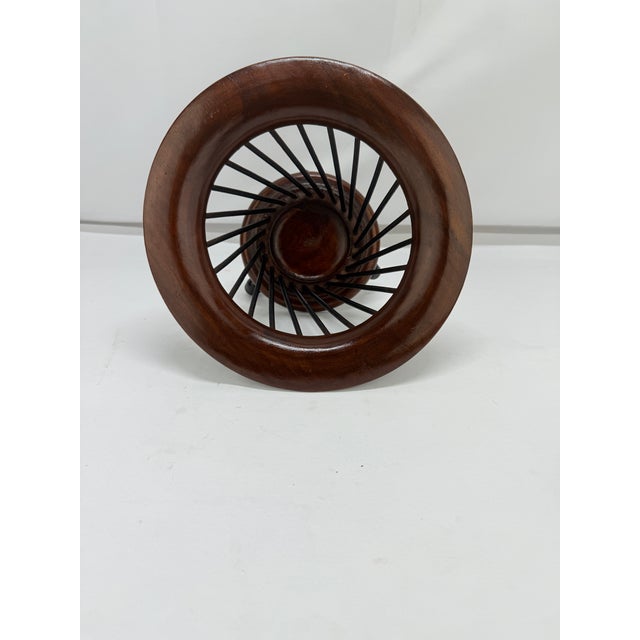 Late 19th to Early 20th Century Anglo-Indian Turned Teak and Ebonized Wood Basket on Feet British Colonial, likely Madras...