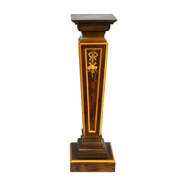 Brown Pair Squared Top/ Burlwood Continental Inlaid Display Pedestals For Sale - Image 8 of 9