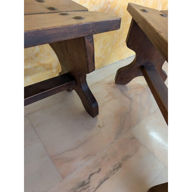 1950s Mid-Century Rustic Benches, 1950, Set of 2 For Sale - Image 5 of 13