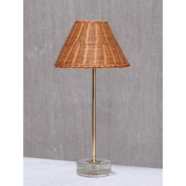 Table Lamps in Brass, Glass and Rattan from Falkenbergs Belysning, 1960s, Set of 2 For Sale - Image 4 of 12