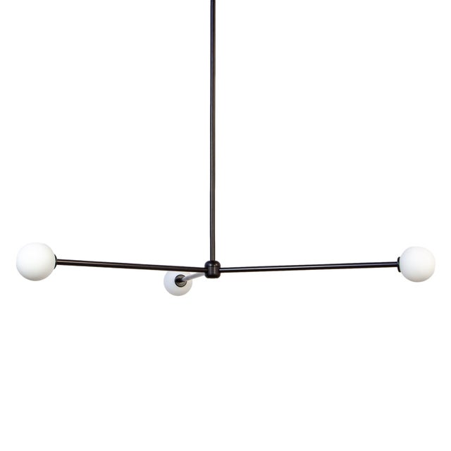 Not Yet Made - Made To Order Globe Chandelier 3, Black, 20.5in H, 3 Inch Glass Globes, by Research.Lighting, Modern, Minimal Hanging Light For Sale - Image 5 of 8