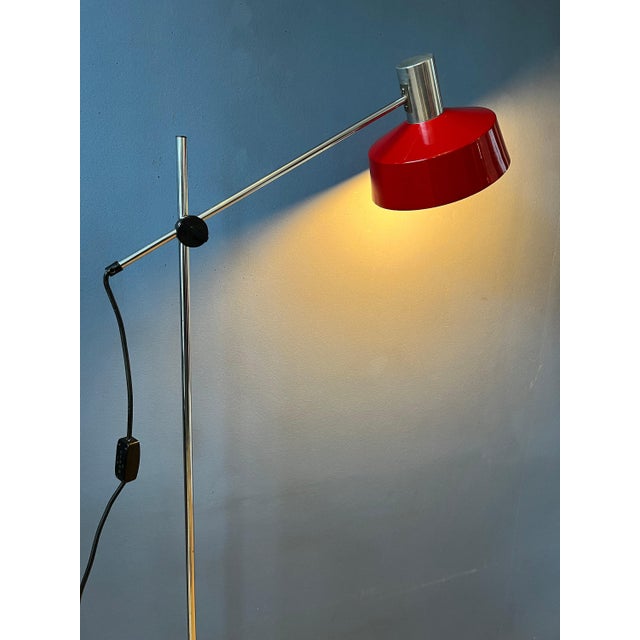 1970s Adjustable Red Floor Lamp in style of Hoogervorst, 1970s For Sale - Image 5 of 11