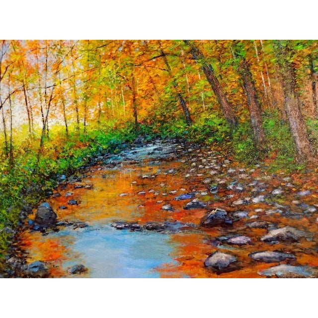 James Scoppettone "Mystic Creek in Autumn"Original Oil Painting on Canvas Framed For Sale In Denver - Image 6 of 8