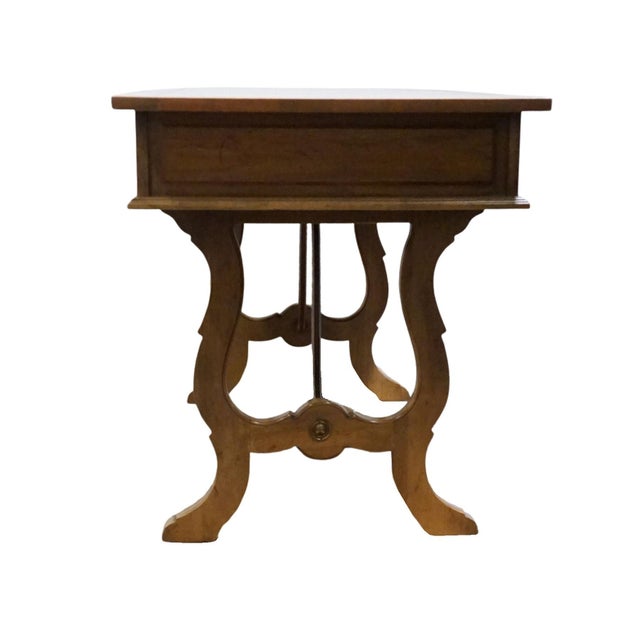 Thomasville Furniture Monterey Collection Spanish Mediterranean White Oak 62" Writing Desk W. Metal Spanner 175-6125-8 For Sale - Image 12 of 12