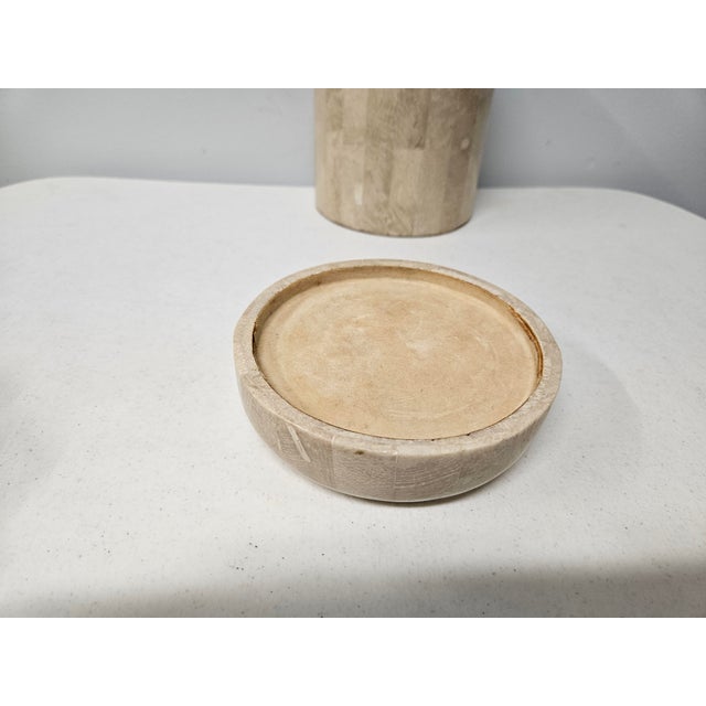 Lidded Tessellated Stone and Brass Jar -Trinket Box For Sale - Image 11 of 16