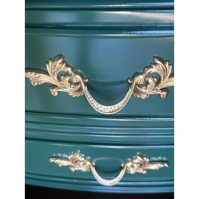 1970’s French Provincial Green Lacquered Dresser of Nine Drawers For Sale - Image 11 of 14