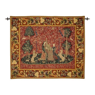 Lady at the Organ Loom Woven Tapestry - 129 X 154 Cm (4'3" X 5'1") - Requires Rod Size 4 For Sale