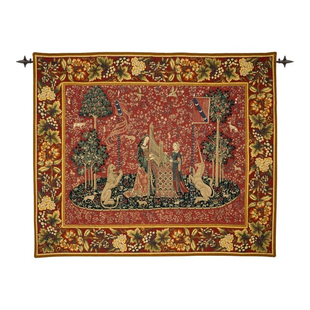 Lady at the Organ Loom Woven Tapestry - 129 X 154 Cm (4'3" X 5'1") - Requires Rod Size 4 For Sale