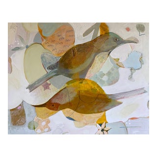 “Thrashers and Flowers” a Fun Bird Painting by LWren Walraven For Sale