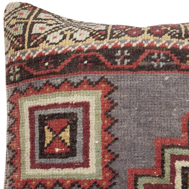 Traditional 16"x16" Vintage Rug Pillowcase. Handmade Rug Cushion Cover. Turkish Toss Pillow For Sale - Image 3 of 4
