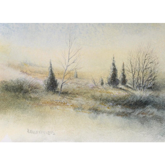 Delicate Vintage Winter Watercolor Landscape For Sale In Monterey, CA - Image 6 of 6