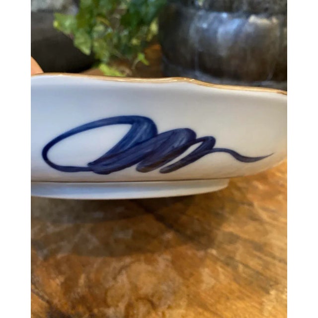 1960s Blue and White Floral Chinoiserie Bowl Large For Sale - Image 4 of 10