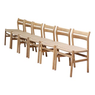 Vintage Danish BM1 Dining Chairs in Oak and Papercord by Børge Mogensen for C.M. Madsen, 1960s, Set of 6 For Sale