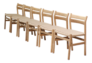 Vintage Danish BM1 Dining Chairs in Oak and Papercord by Børge Mogensen for C.M. Madsen, 1960s, Set of 6