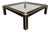 Square Coffee Table in Black Lacquer, Brass and Glass attributed to Pierre Cardin, France, 1970s For Sale