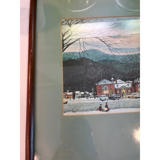 Late 20th Century Vintage Norman Rockwell Stockbridge Main Street at Christmas Framed Offset Lithograph Print Reproduction For Sale - Image 5 of 13