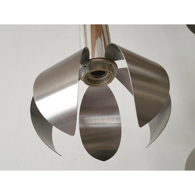 Silver Vintage Space Age Cascade Chandelier with Flowers in Brushed Steel, 1960s-1970s For Sale - Image 8 of 9