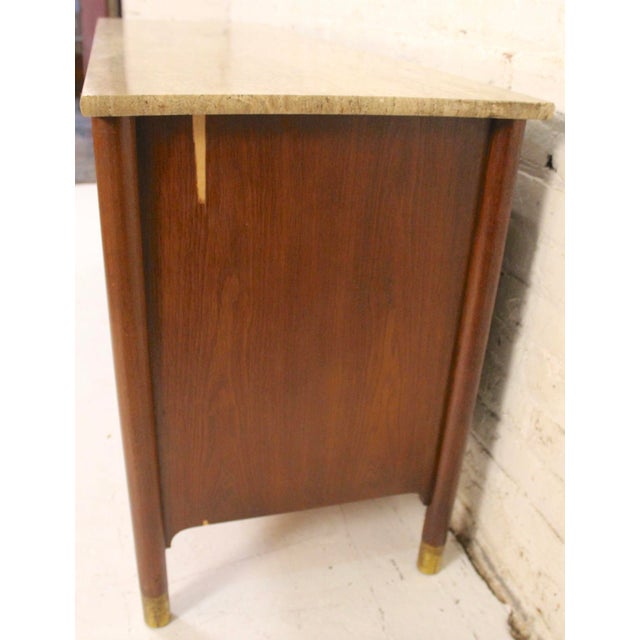Wood Mid 20th Century Travertine Topped Walnut Credenza in the Hollywood Regency Style For Sale - Image 7 of 16
